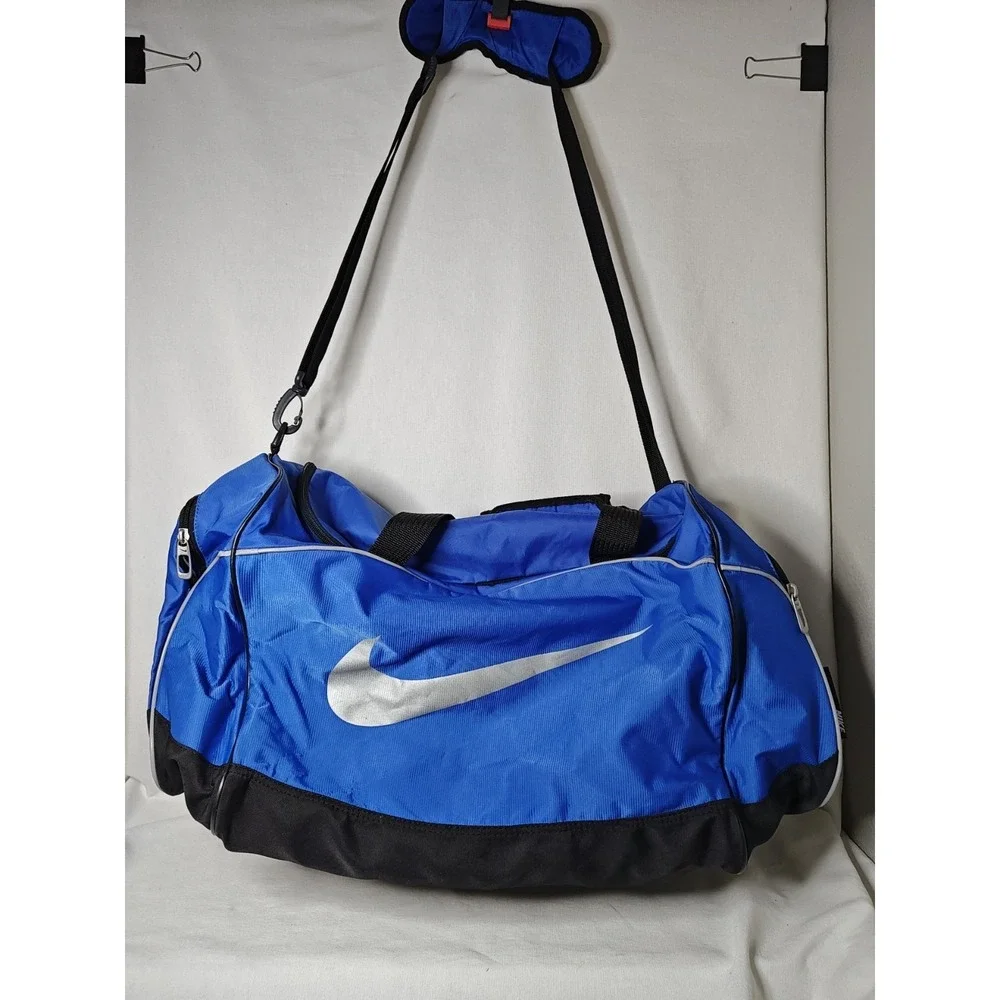 Nike Duffel Gym Sports Travel Bag Blue‎ Shoulder Strap BA1769-483 Large Swoosh